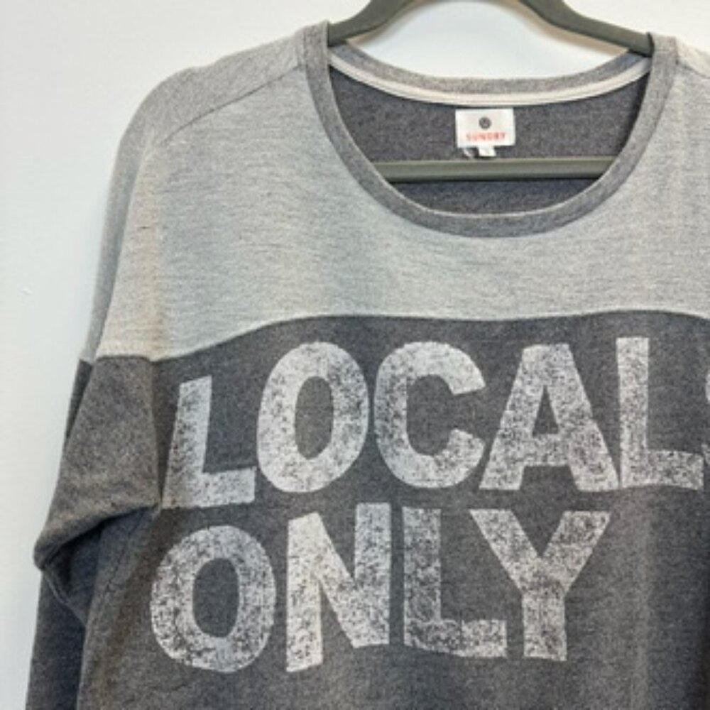 Sundry "Locals Only" Cropped Pullover Sweatshirt Medium 2 - Picture 3 of 9